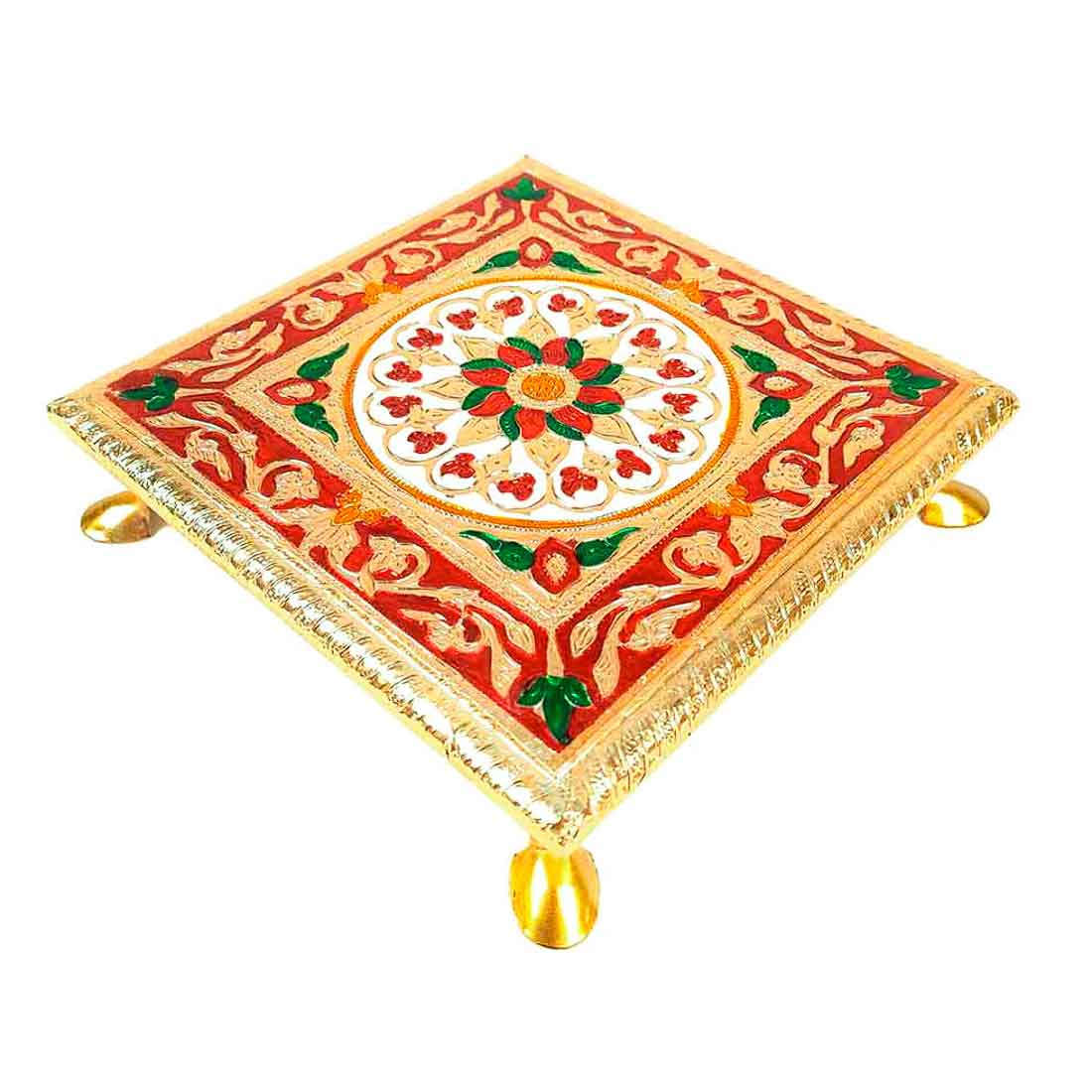 Minakari Pooja Chowki - For Pooja & Gifts - 8 Inch - ApkaMart #Style_Design 1