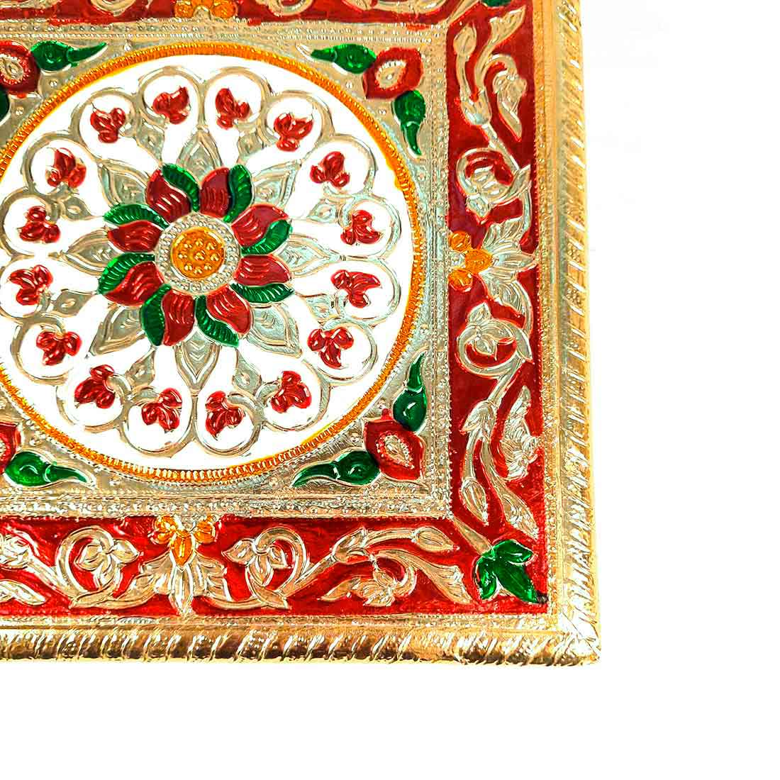 Minakari Pooja Chowki - For Pooja & Gifts - 8 Inch - ApkaMart #Style_Design 1