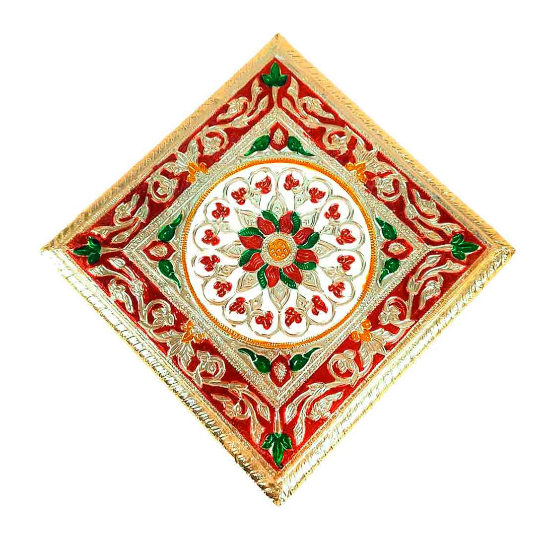 Minakari Pooja Chowki - For Pooja & Gifts - 8 Inch - ApkaMart #Style_Design 1