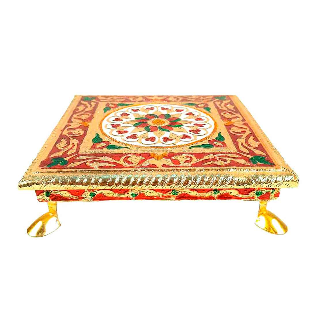 Minakari Pooja Chowki - For Pooja & Gifts - 8 Inch - ApkaMart #Style_Design 1
