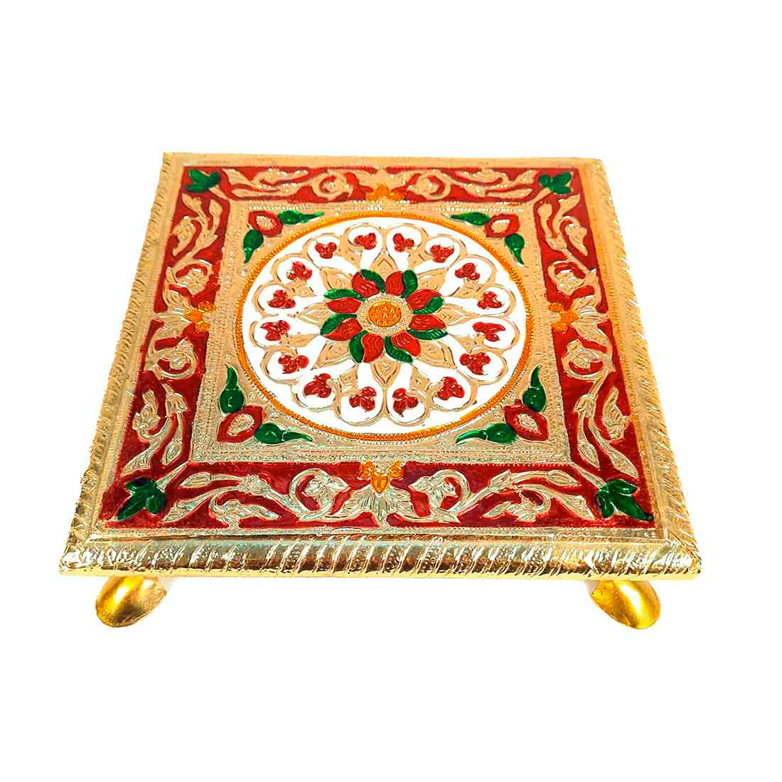 Minakari Pooja Chowki - For Pooja & Gifts - 8 Inch - ApkaMart #Style_Design 1