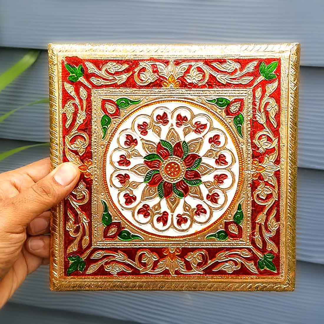 Minakari Pooja Chowki - For Pooja & Gifts - 8 Inch - ApkaMart #Style_Design 1