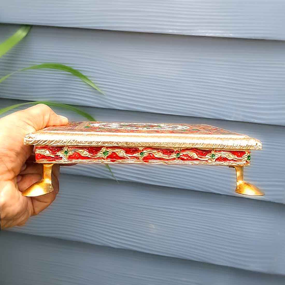 Minakari Pooja Chowki - For Pooja & Gifts - 8 Inch - ApkaMart #Style_Design 1