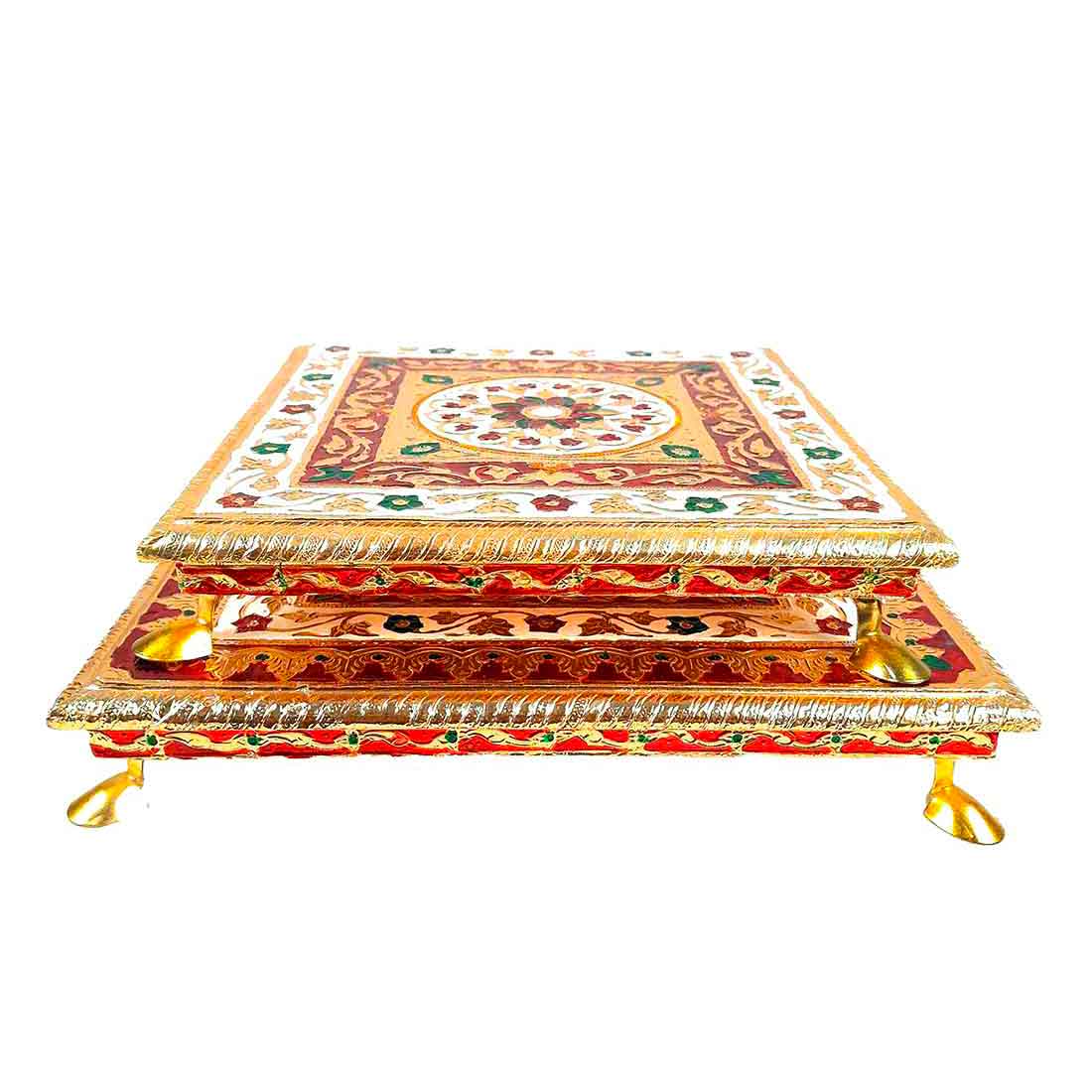 Pooja Chowki Bajot - Set of 2 - 10 Inch & 12 Inch Bajot - ApkaMart #style_Design 1