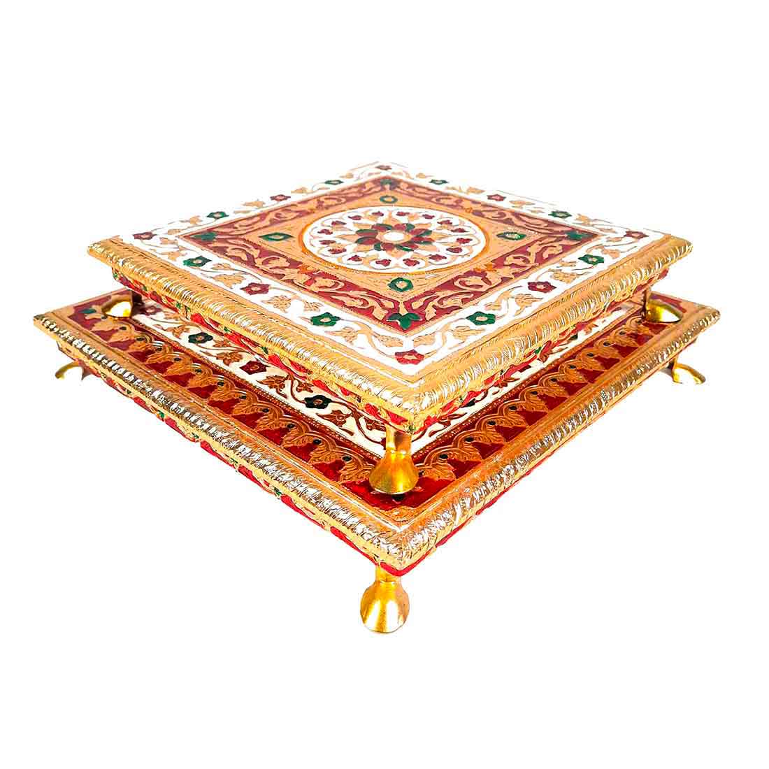 Pooja Chowki Bajot - Set of 2 - 10 Inch & 12 Inch Bajot - ApkaMart #style_Design 1