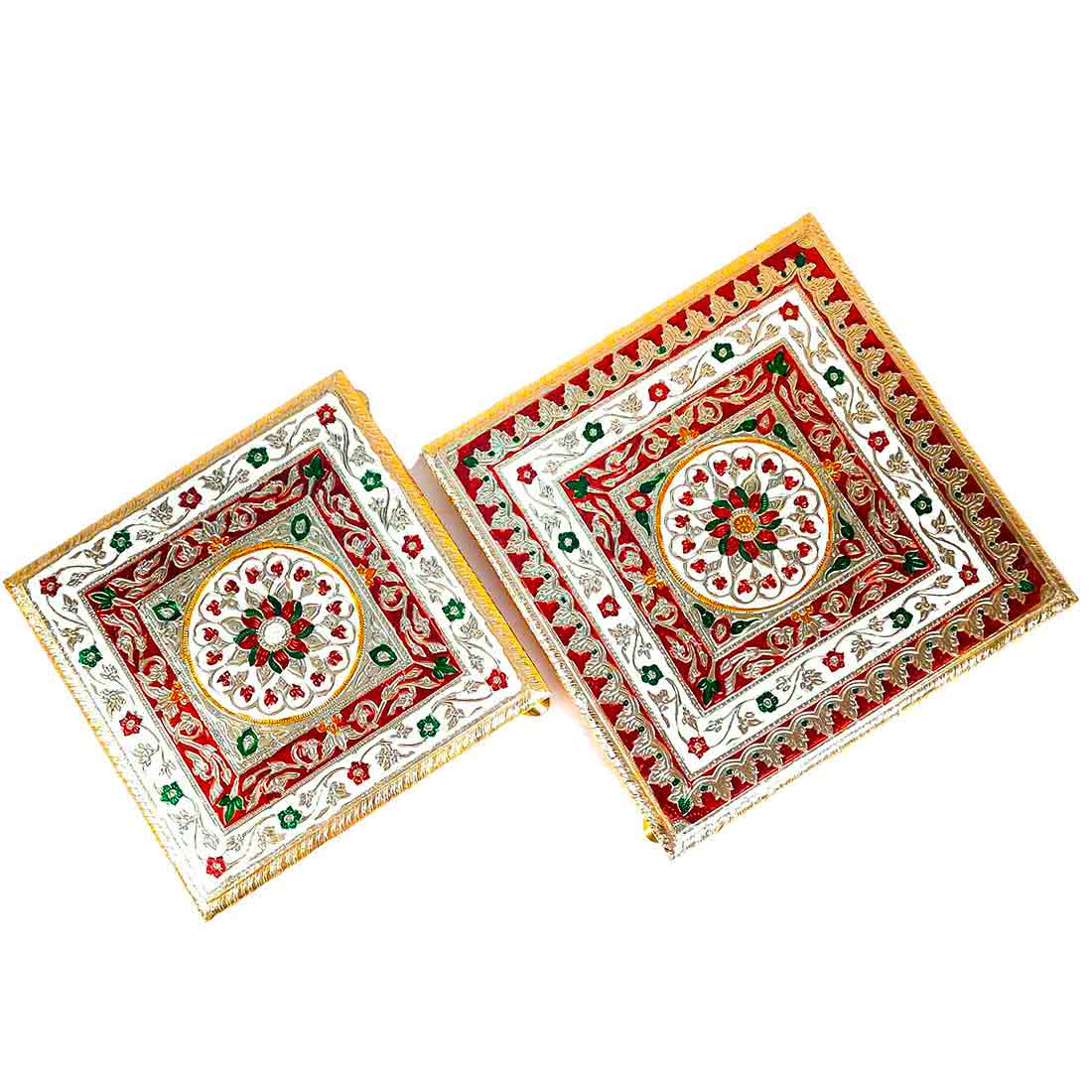 Pooja Chowki Bajot - Set of 2 - 10 Inch & 12 Inch Bajot - ApkaMart #style_Design 1