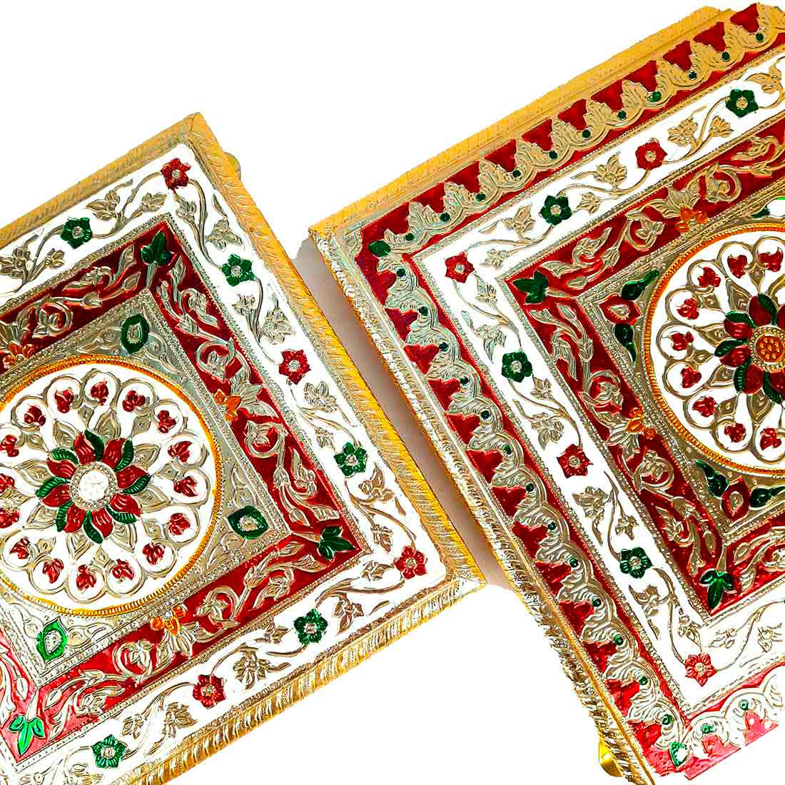 Pooja Chowki Bajot - Set of 2 - 10 Inch & 12 Inch Bajot - ApkaMart #style_Design 1