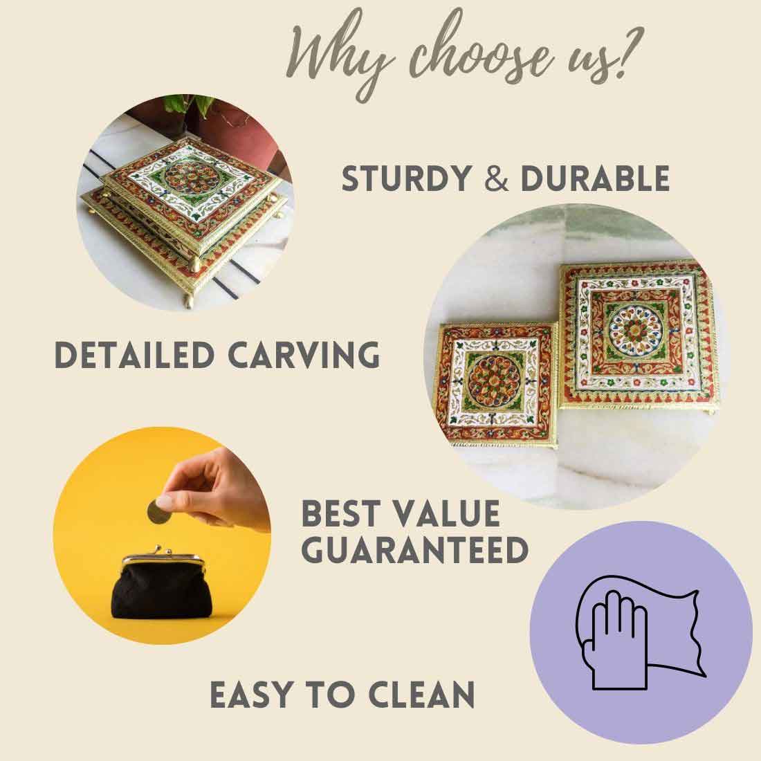 Pooja Chowki Bajot - Set of 2 -  10 Inch & 12 Inch Bajot - ApkaMart