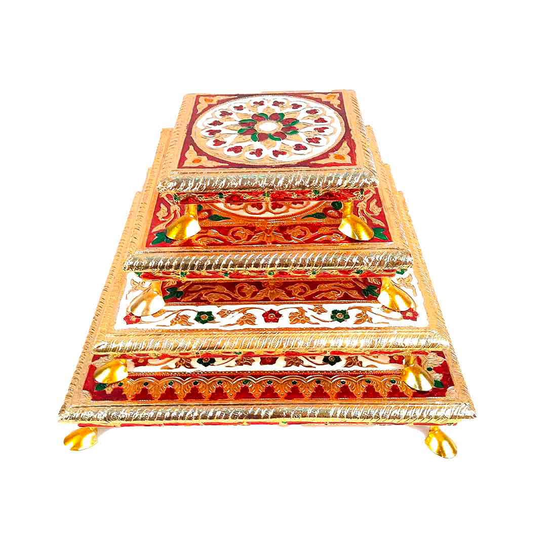 Puja Chowki Bajot - Set of 4 - Set of 6, 8, 10, 12 Inch Bajot - ApkaMart #Style_Design 1