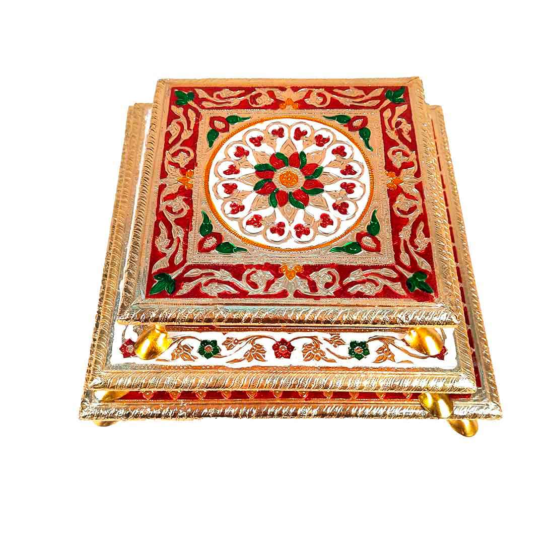 Minakari Chowki Bajot - Set of 3 - Set of 8, 10, 12 Inch Bajot - ApkaMart #Style_Design 1