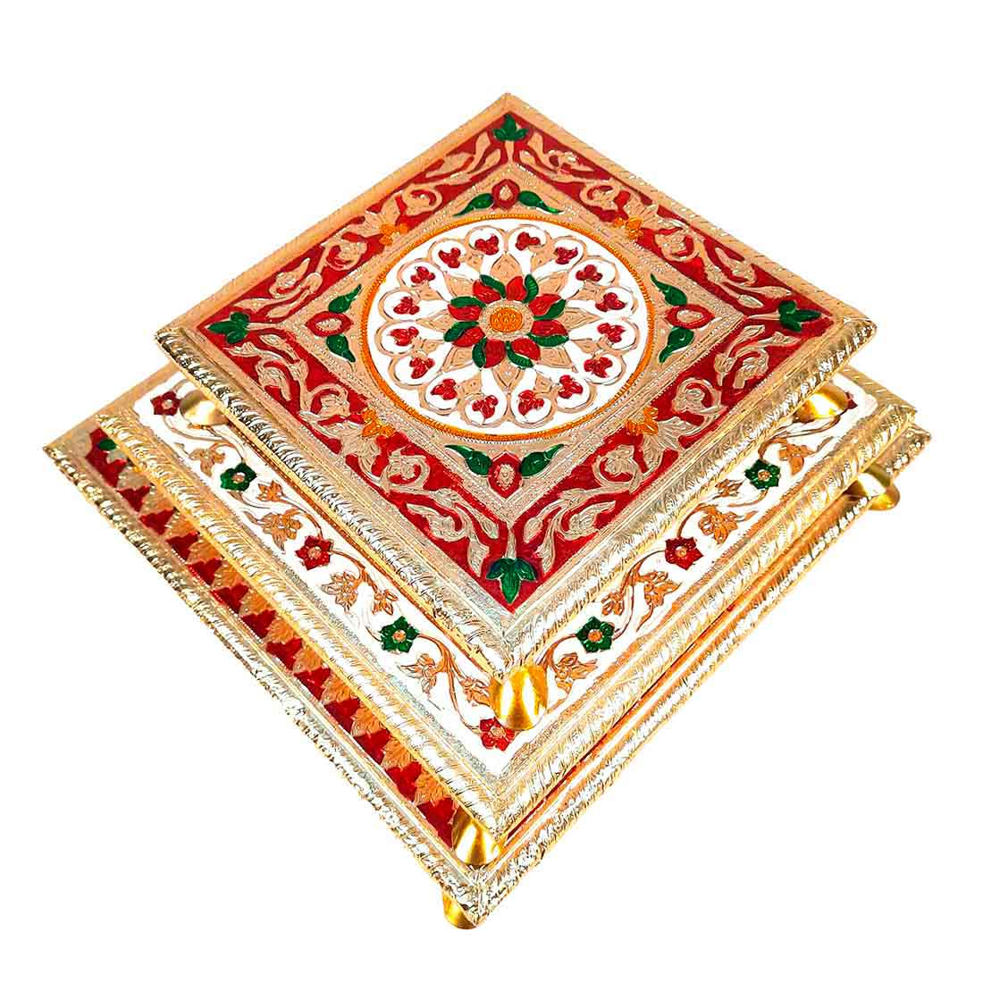 Minakari Chowki Bajot - Set of 3 - Set of 8, 10, 12 Inch Bajot - ApkaMart #Style_Design 1