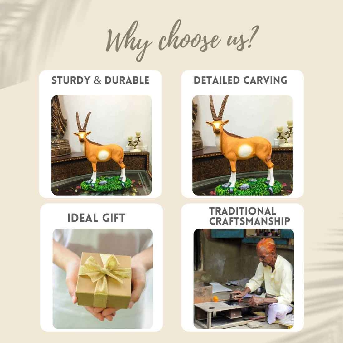 Standing Deer Showpiece| Animal Figurine - For Table Decor & Gifts - ApkaMart