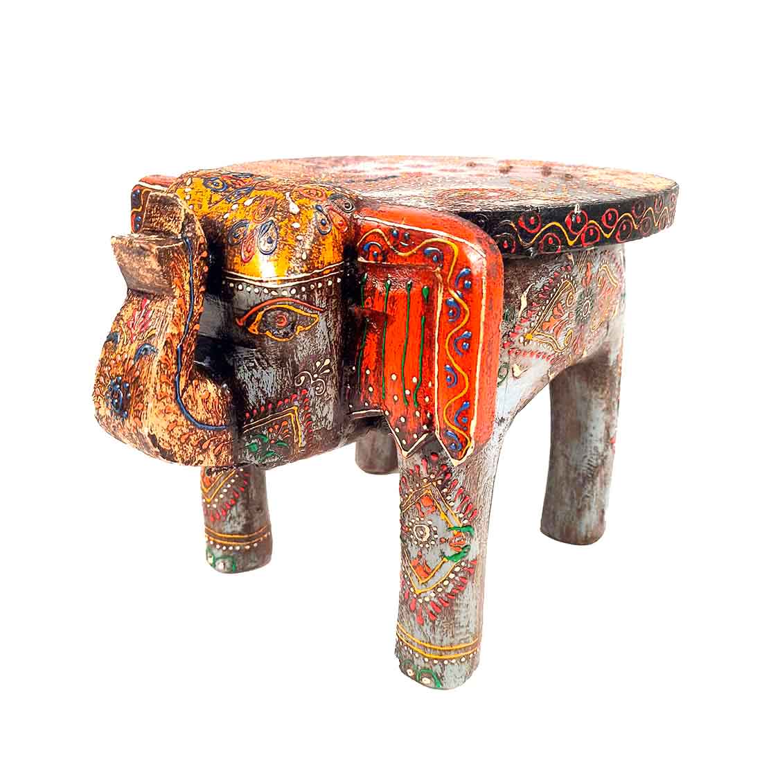 Wooden Stool - Elephant Design | Elephant Table - For Placing Small Pots & Tea Lights - For Home, Living Room Decor & Gifts - 11 Inch - Apkamart #Style_Design 2