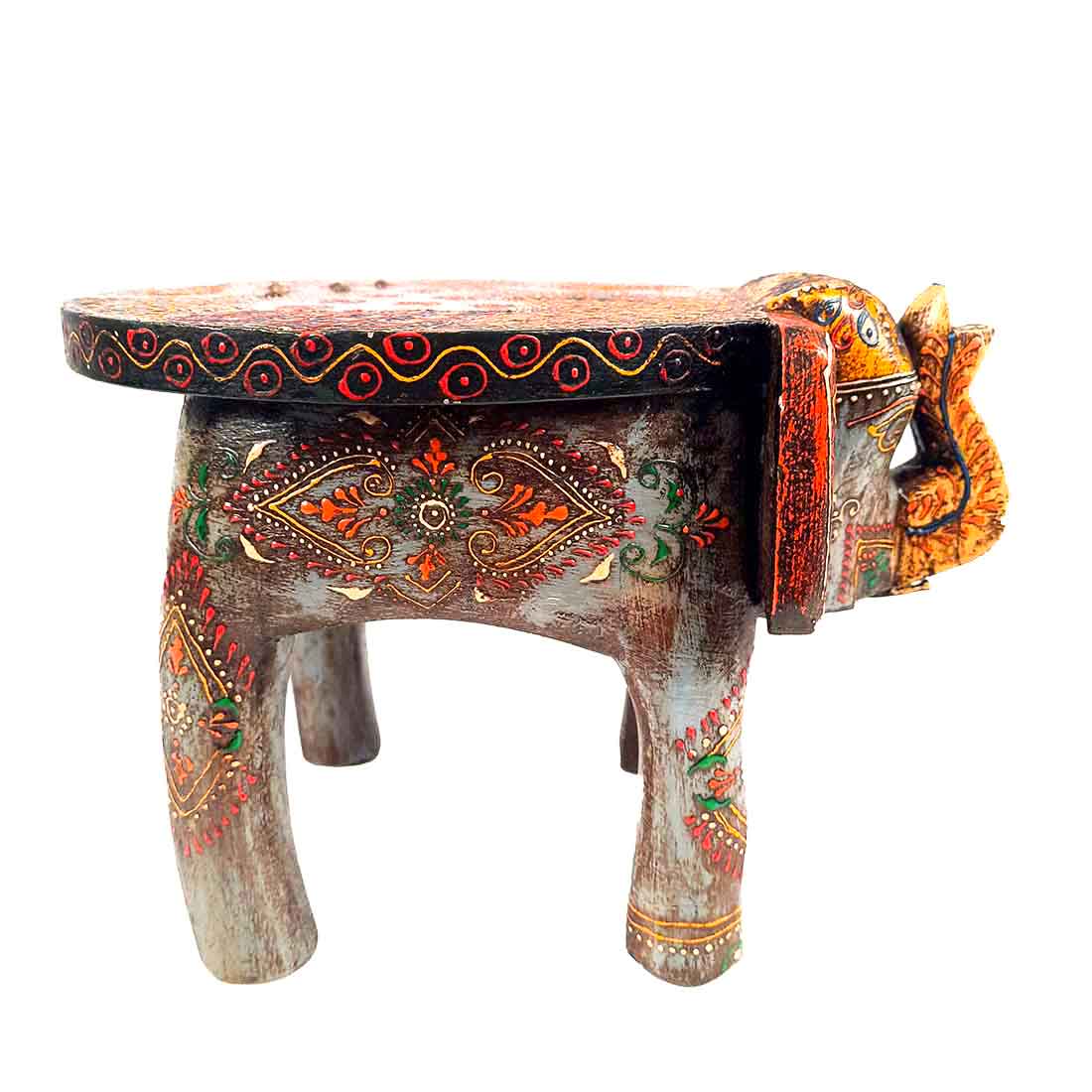 Wooden Stool - Elephant Design | Elephant Table - For Placing Small Pots & Tea Lights - For Home, Living Room Decor & Gifts - 11 Inch - Apkamart #Style_Design 2