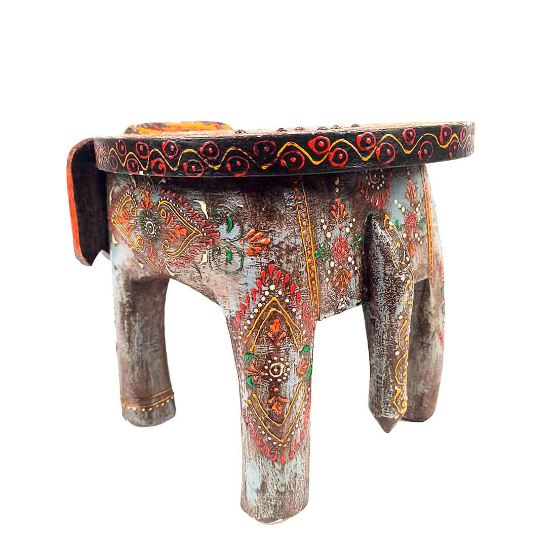 Wooden Stool - Elephant Design | Elephant Table - For Placing Small Pots & Tea Lights - For Home, Living Room Decor & Gifts - 11 Inch - Apkamart #Style_Design 2