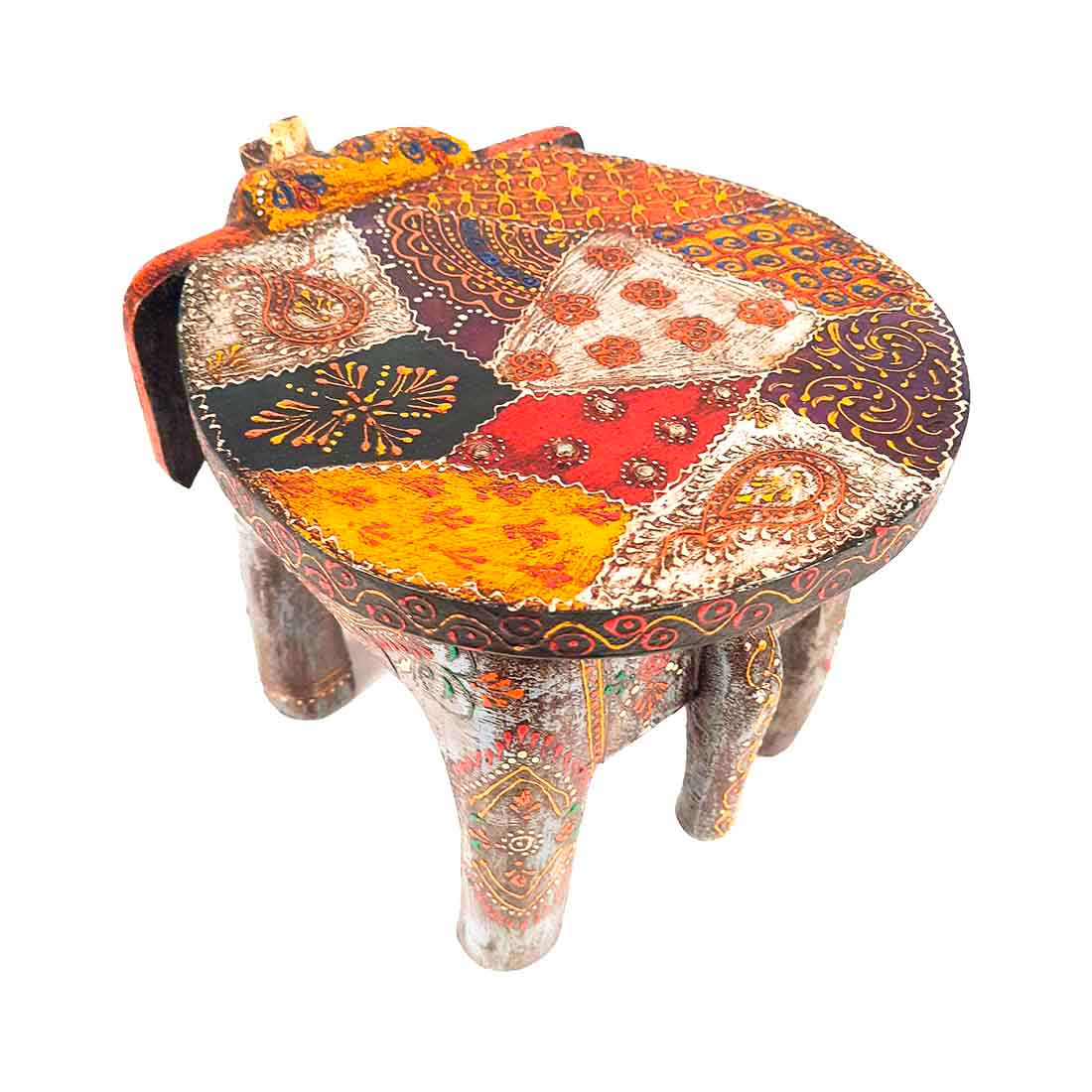 Wooden Stool - Elephant Design | Elephant Table - For Placing Small Pots & Tea Lights - For Home, Living Room Decor & Gifts - 11 Inch - Apkamart #Style_Design 2