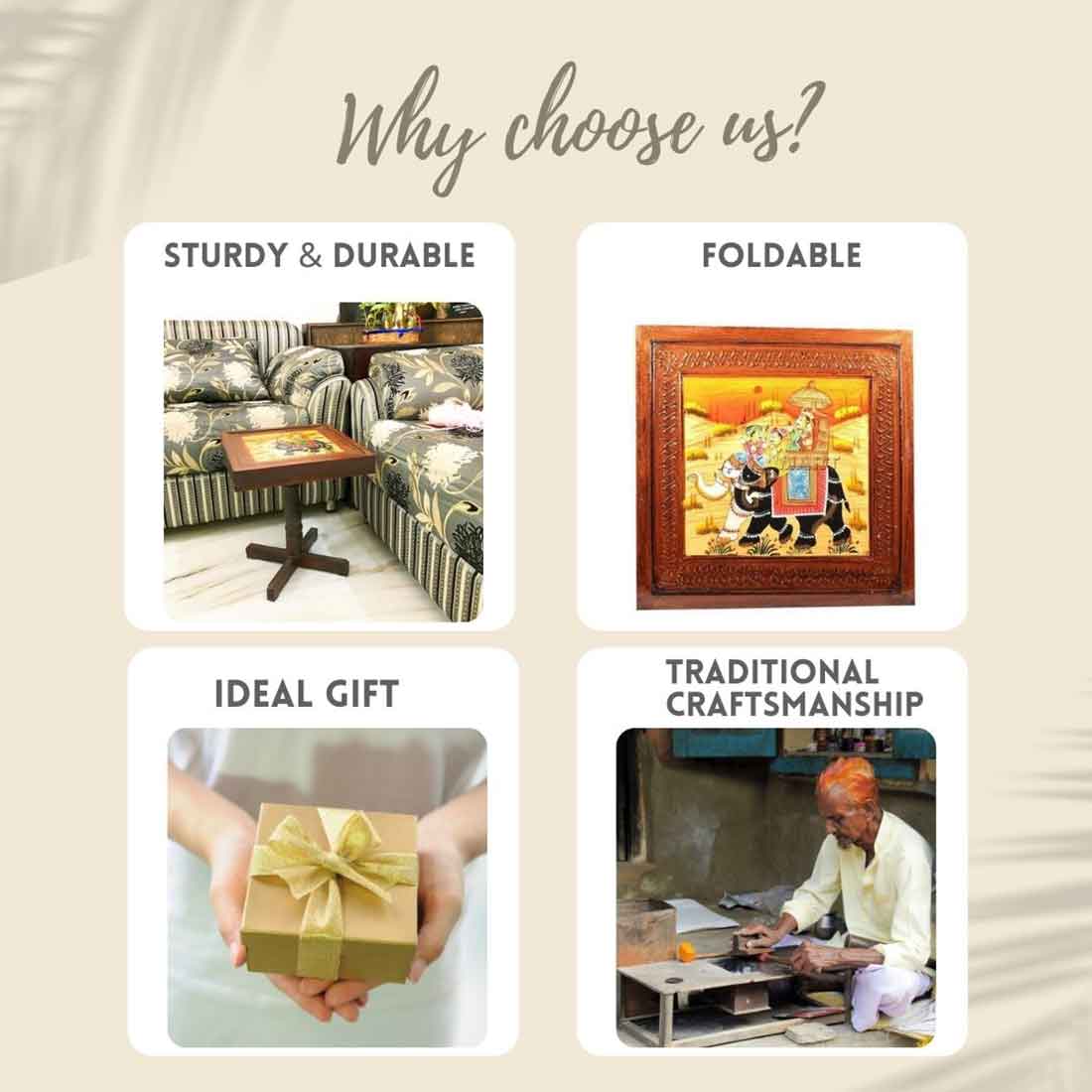 Wooden Tea Table | Coffee Table for Balcony - 18 Inch - ApkaMart