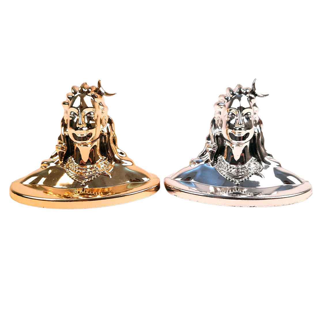 Adiyogi Statue | Mahadev Showpiece Idol - for Car Dashboard, Pooja & Gift, Home & Office Decor - Set of 2 #Color_Golden-Silver