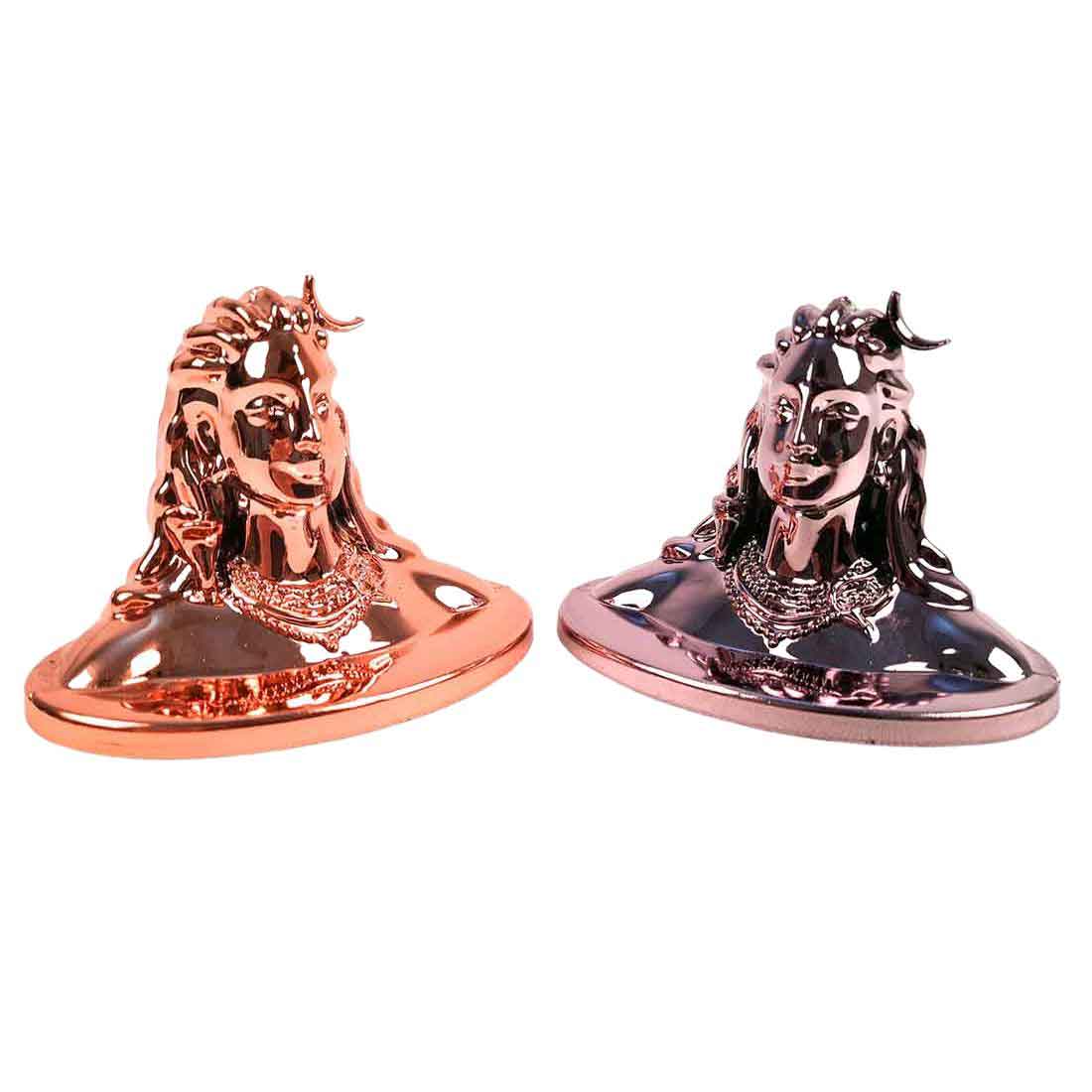 Adiyogi Statue | Mahadev Showpiece Idol - for Car Dashboard, Pooja & Gift, Home & Office Decor - Set of 2 #Color_Copper-Purple