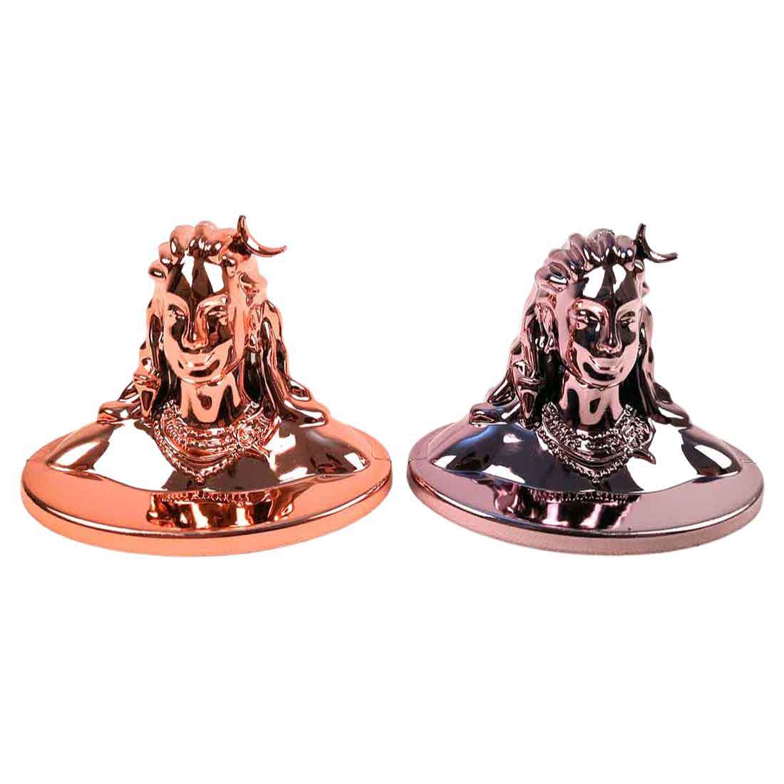 Adiyogi Statue | Mahadev Showpiece Idol - for Car Dashboard, Pooja & Gift, Home & Office Decor - Set of 2 #Color_Copper-Purple