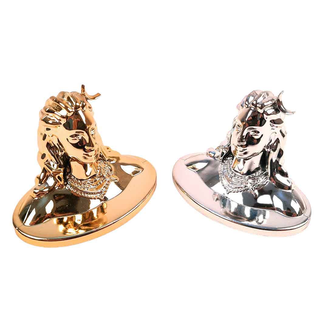 Adiyogi Statue | Mahadev Showpiece Idol - for Car Dashboard, Pooja & Gift, Home & Office Decor - Set of 2 #Color_Golden-Silver