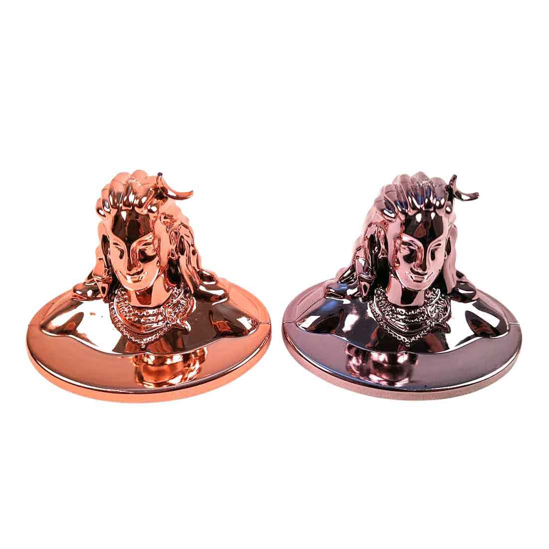 Adiyogi Statue | Mahadev Showpiece Idol - for Car Dashboard, Pooja & Gift, Home & Office Decor - Set of 2 #Color_Copper-Purple