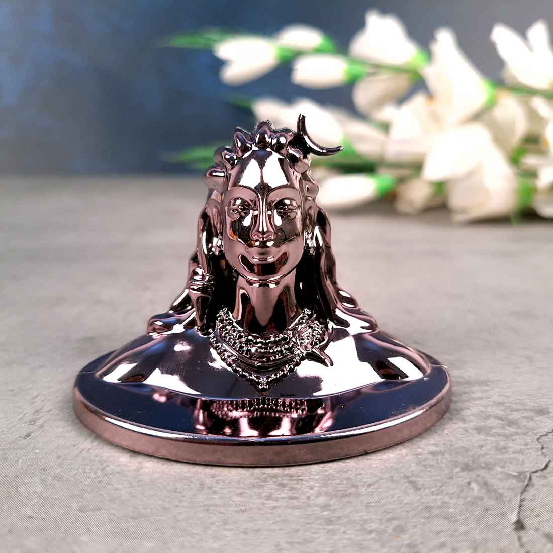 Adiyogi Statue | Mahadev Showpiece Idol - for Car Dashboard, Pooja & Gift, Home & Office Decor - Set of 2 #Color_Copper-Purple