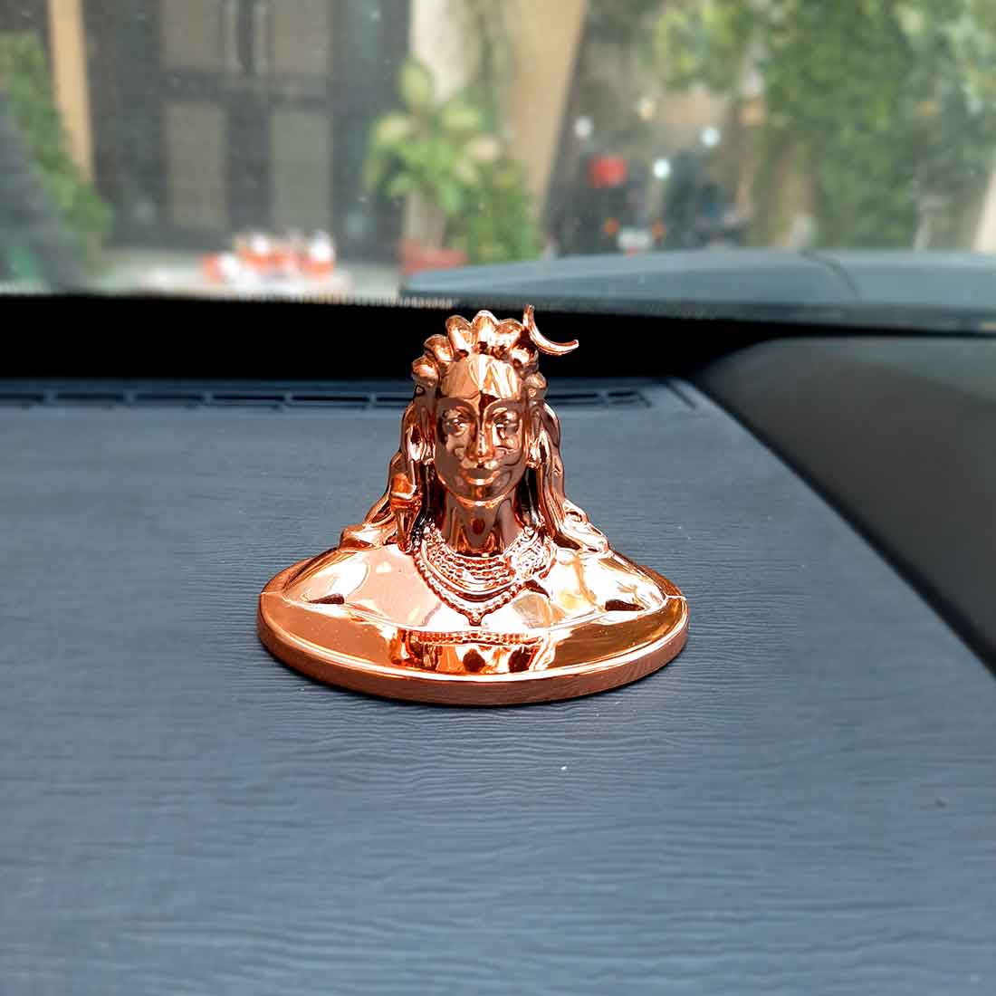 Adiyogi Statue | Mahadev Showpiece Idol - for Car Dashboard, Pooja & Gift, Home & Office Decor - Set of 2 #Color_Copper-Purple