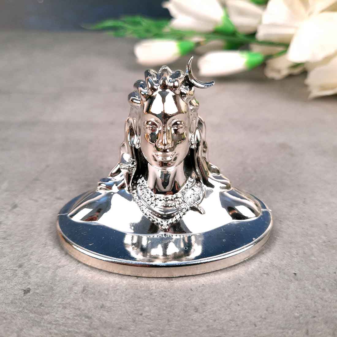 Adiyogi Statue - for Car Dash Board & for Pooja Home & Office Decor - 2 Inch #Color_Silver