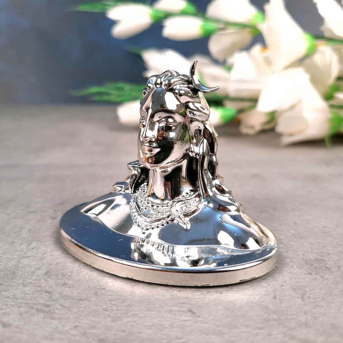 Adiyogi Statue - for Car Dash Board & for Pooja Home & Office Decor - 2 Inch #Color_Silver