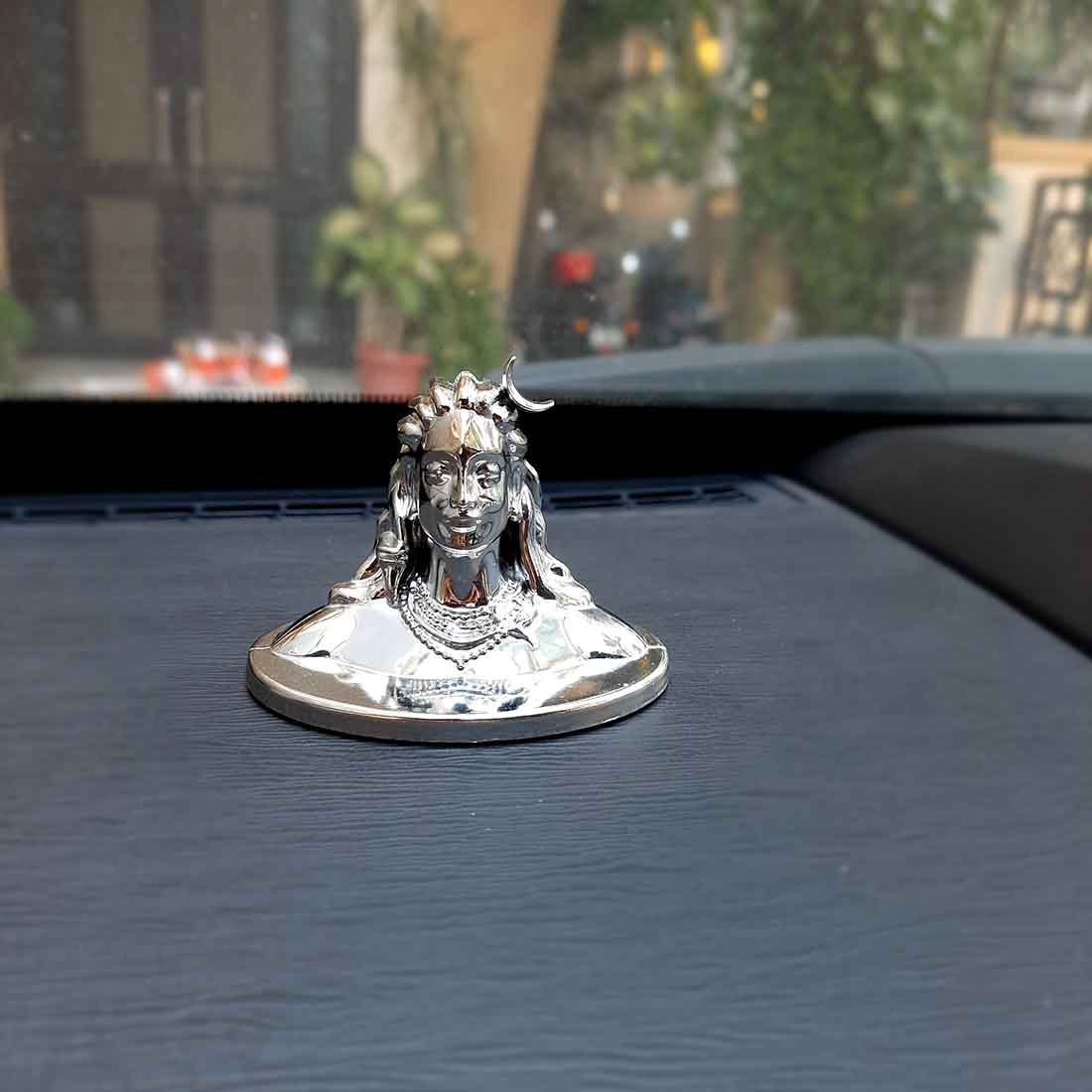 Adiyogi Statue - for Car Dash Board & for Pooja Home & Office Decor - 2 Inch #Color_Silver