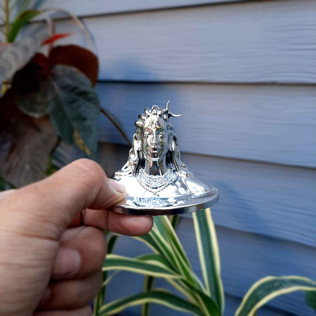 Adiyogi Statue - for Car Dash Board & for Pooja Home & Office Decor - 2 Inch #Color_Silver