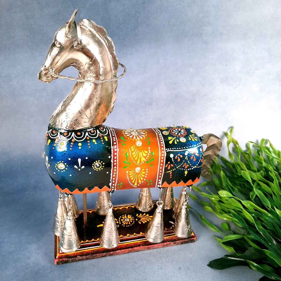 Antique Horse Showpiece | Horse with Bell Design - For Table Decor & Gifts - 12 Inch