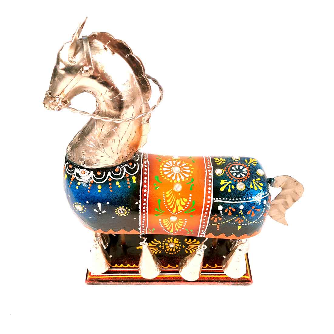 Antique Horse Showpiece | Horse with Bell Design - For Table Decor & Gifts - 12 Inch