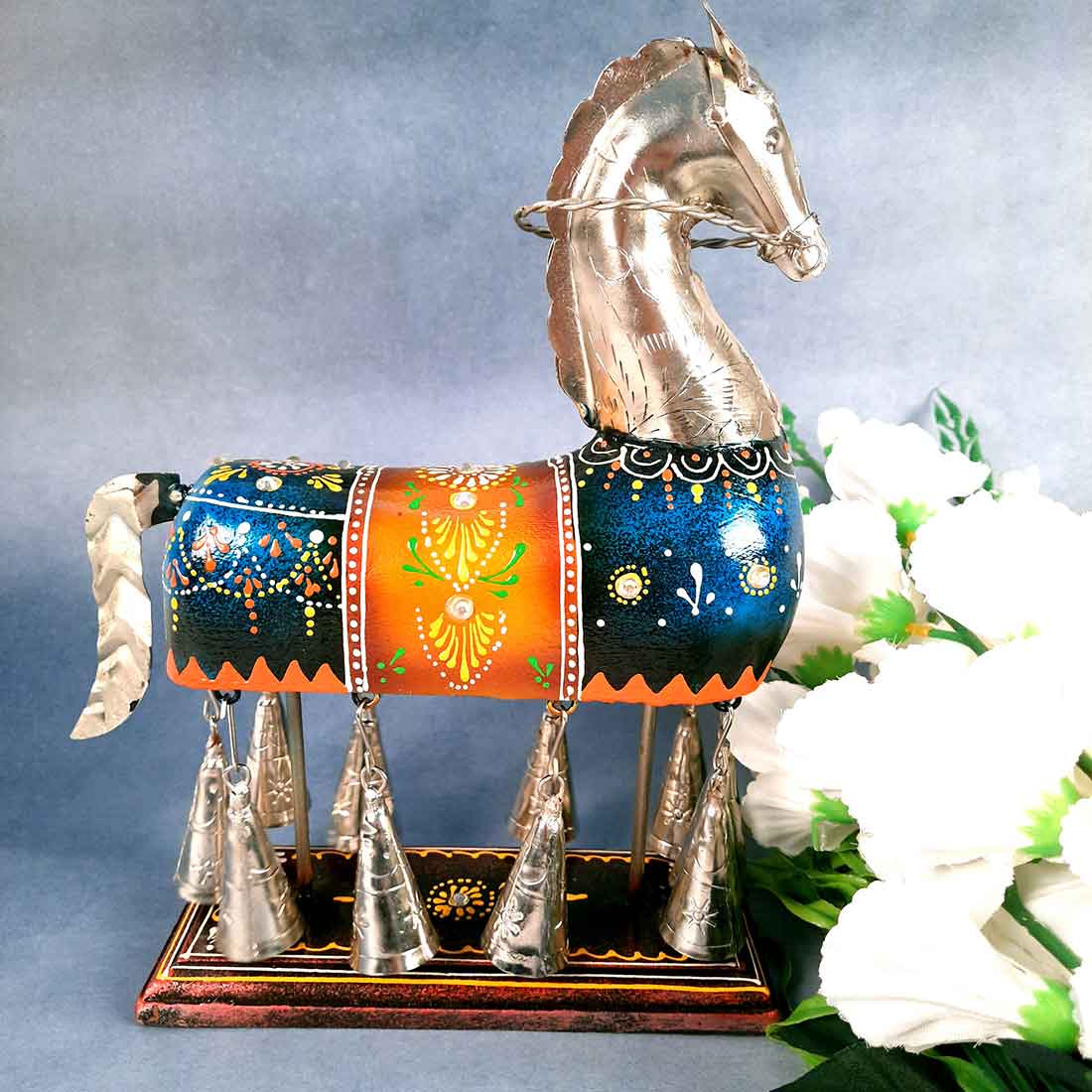 Antique Horse Showpiece | Horse with Bell Design - For Table Decor & Gifts - 12 Inch
