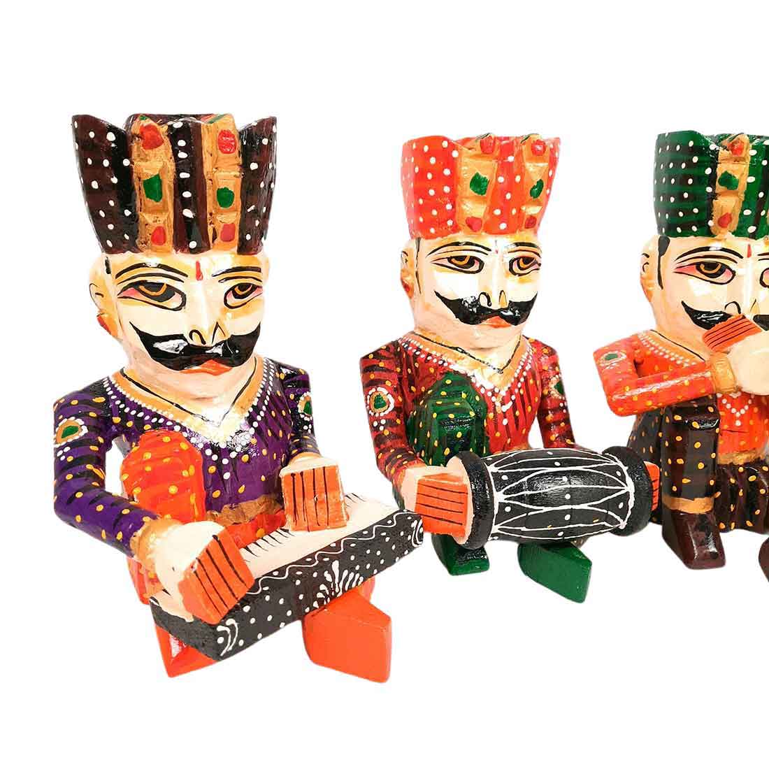 Rajasthani Musician Showpiece - For Table & Home Decor - 9 Inch -Set of 5