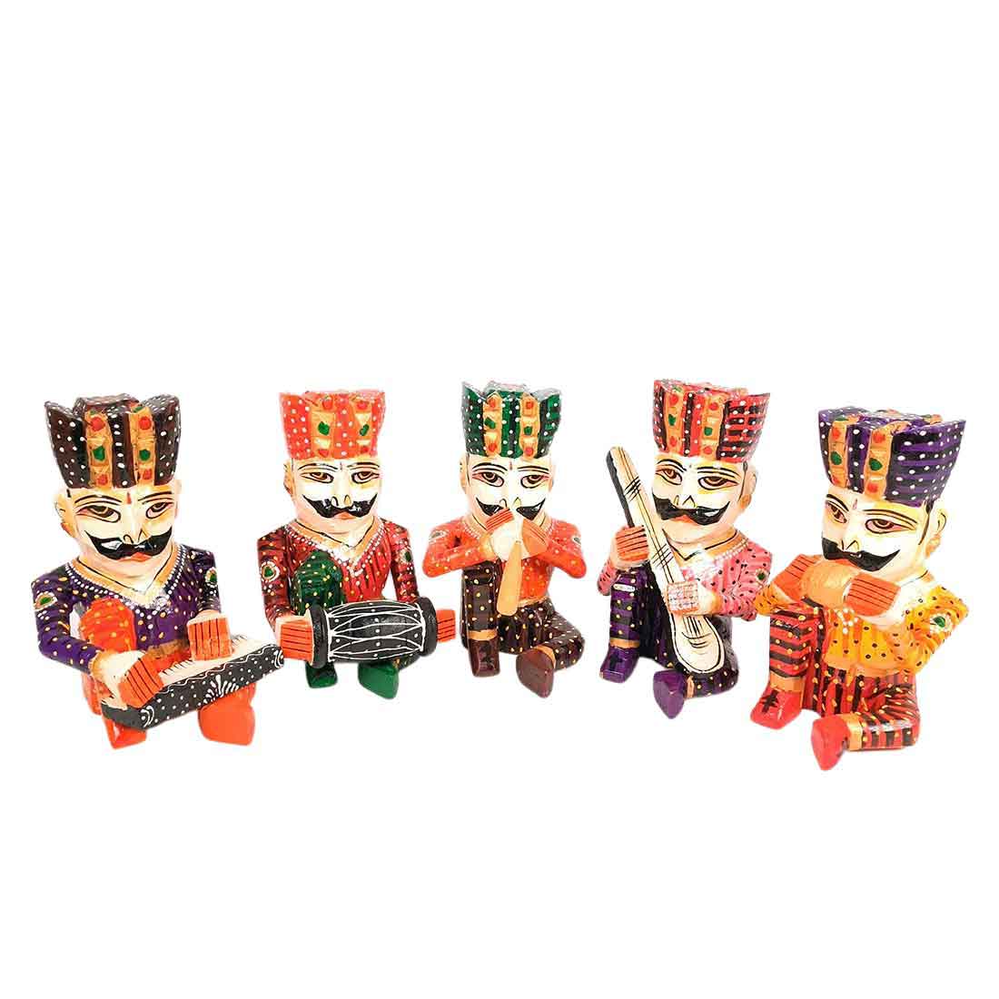 Rajasthani Musician Showpiece - For Table & Home Decor - 9 Inch -Set of 5