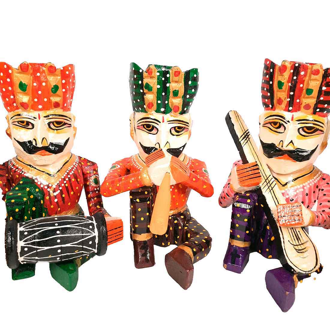 Rajasthani Musician Showpiece - For Table & Home Decor - 9 Inch -Set of 5
