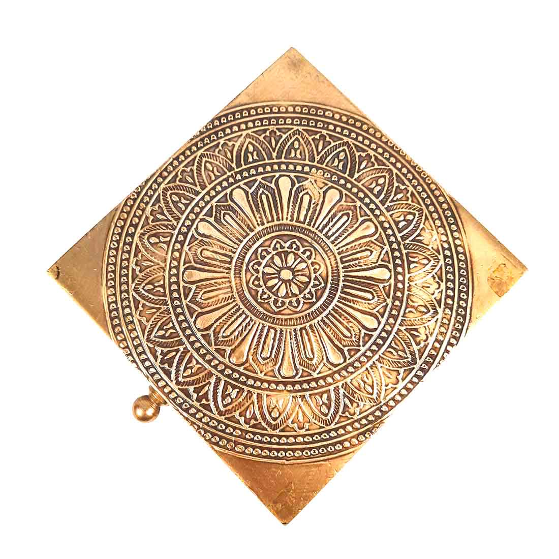 Tea Coasters | Brass Coffee Coaster Set With Box | Heat Pad | Dining Table Decor - For Kitchen, Bar, Tables, Hot Pots, Cups, Mugs - 5 Inch (Set of 6) - Apkamart