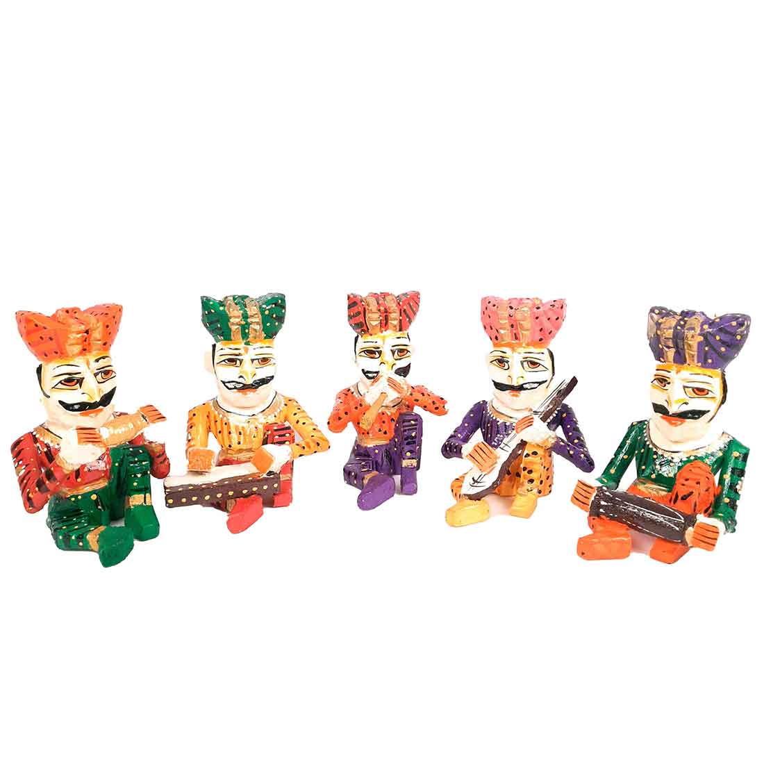 Rajasthani Musician Showpiece - For Table & Home Decor - 7 Inch -Set of 5