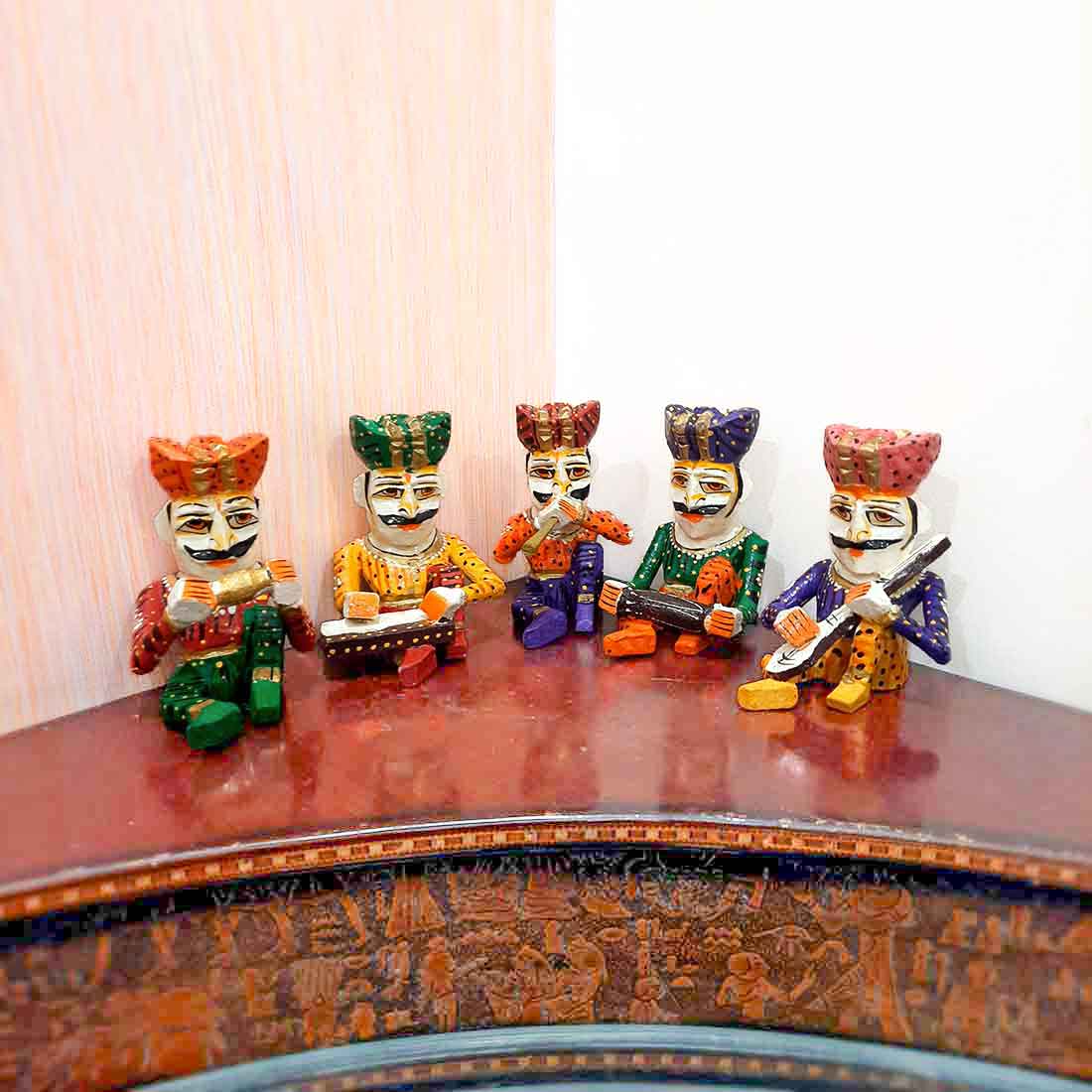 Rajasthani Musician Showpiece - For Table & Home Decor - 7 Inch -Set of 5