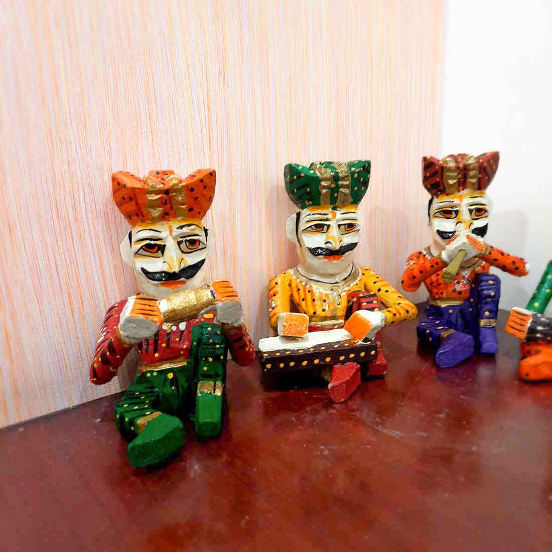 Rajasthani Musician Showpiece - For Table & Home Decor - 7 Inch -Set of 5