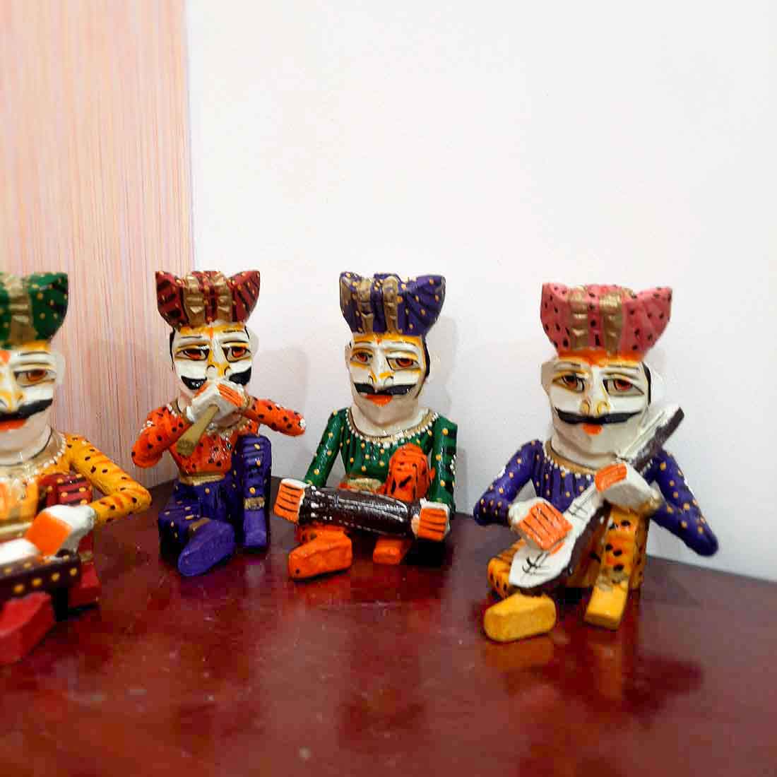 Rajasthani Musician Showpiece - For Table & Home Decor - 7 Inch -Set of 5