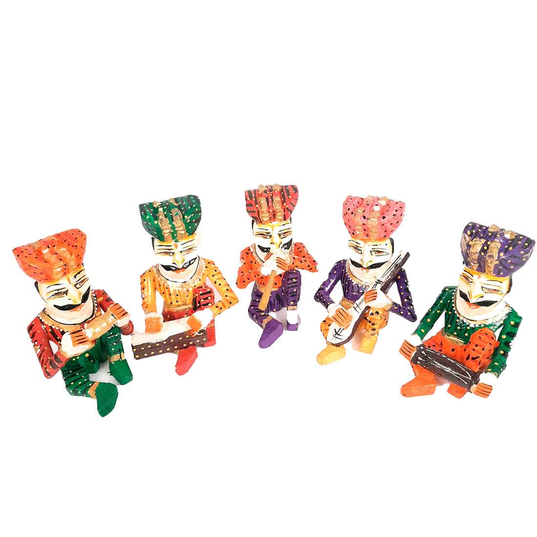 Rajasthani Musician Showpiece - For Table & Home Decor - 7 Inch -Set of 5