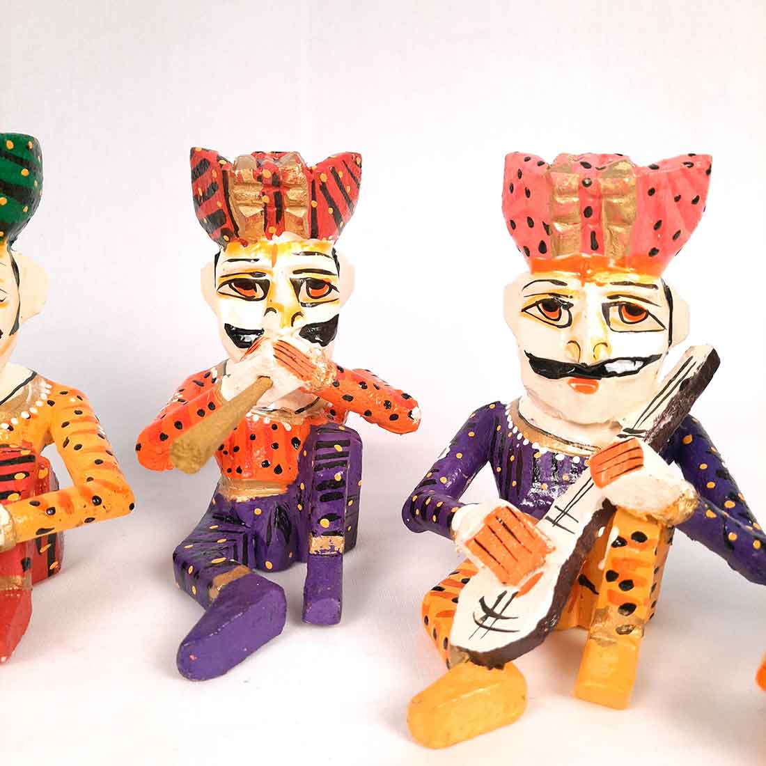 Rajasthani Musician Showpiece - For Table & Home Decor - 7 Inch -Set of 5