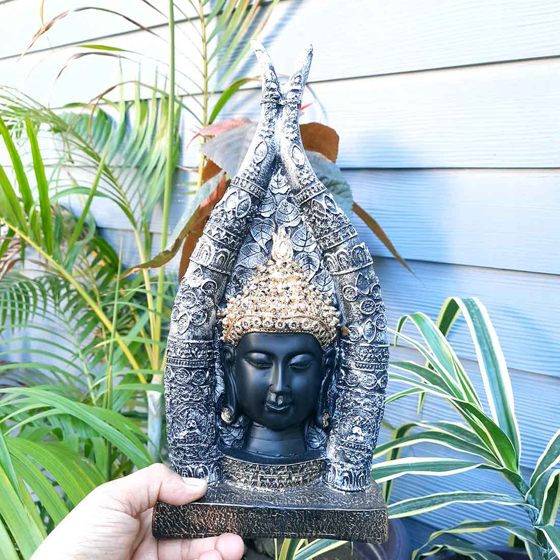 Buddha Head Showpiece | Buddha Face Statue - For Living room, Home, Table, Shelf, Office Decor | Housewarming & Birthday Gift - 12 Inch