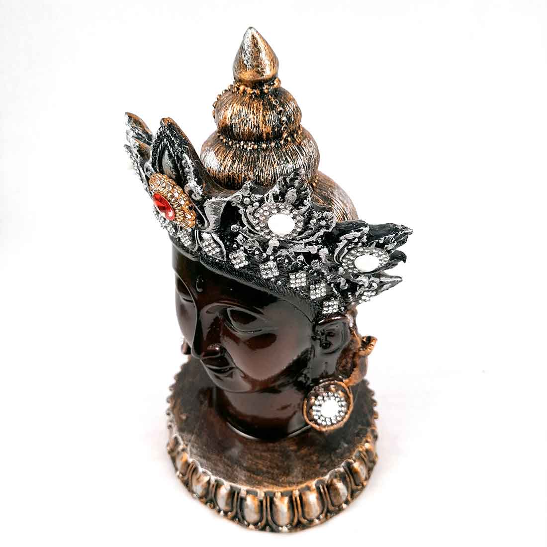 Buddha Head Statue | Buddha Face Showpiece - for Home & Spiritual Decor - 10 Inch #color_Brown