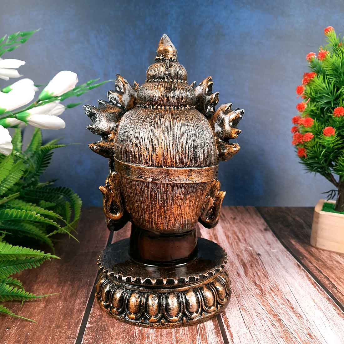Buddha Head Statue | Buddha Face Showpiece - for Home & Spiritual Decor - 10 Inch #color_Brown
