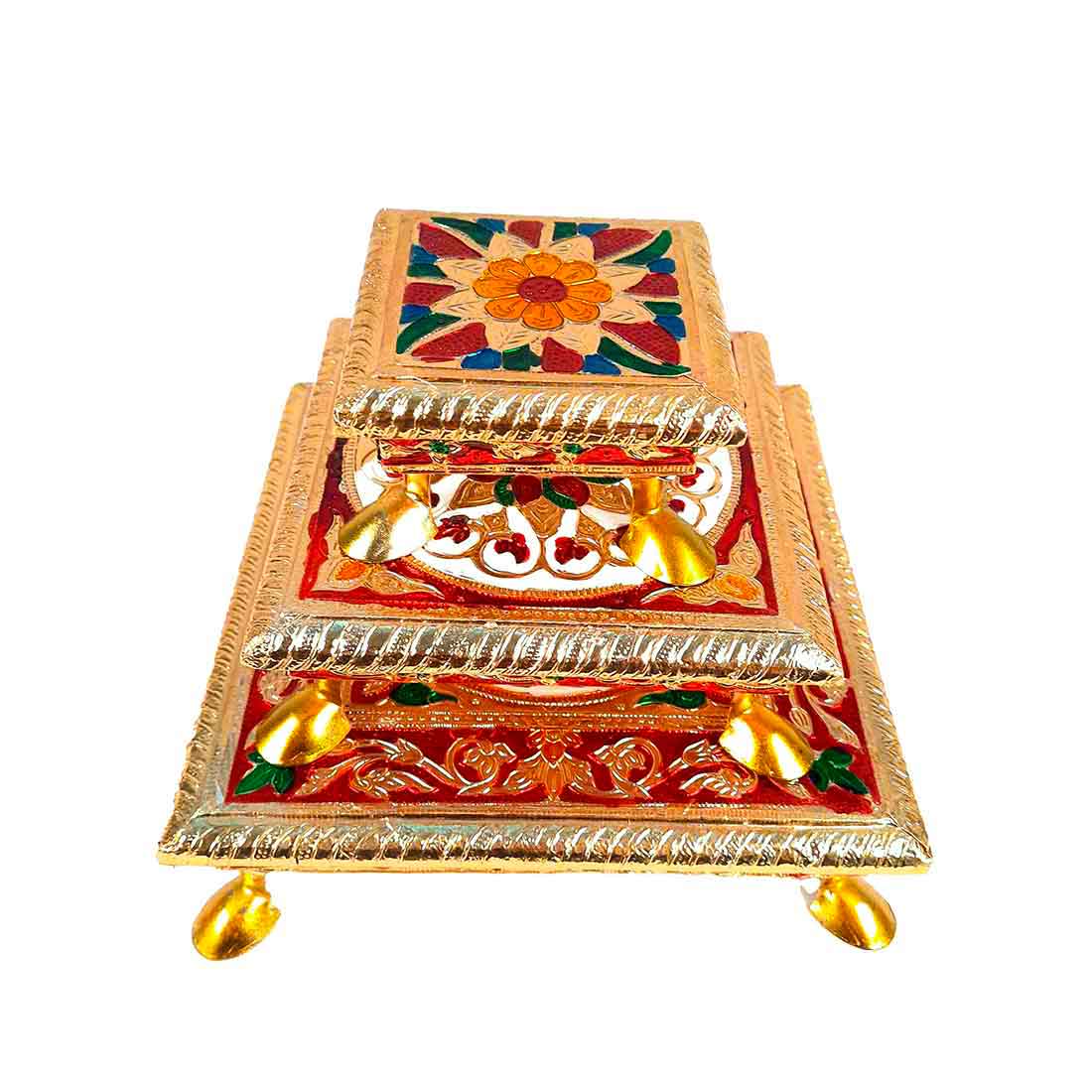 Puja Chowki - 4,6,8 Inch - Set of 3 For Pooja, Wedding & Festive Decor - ApkaMart #Style_Design 1