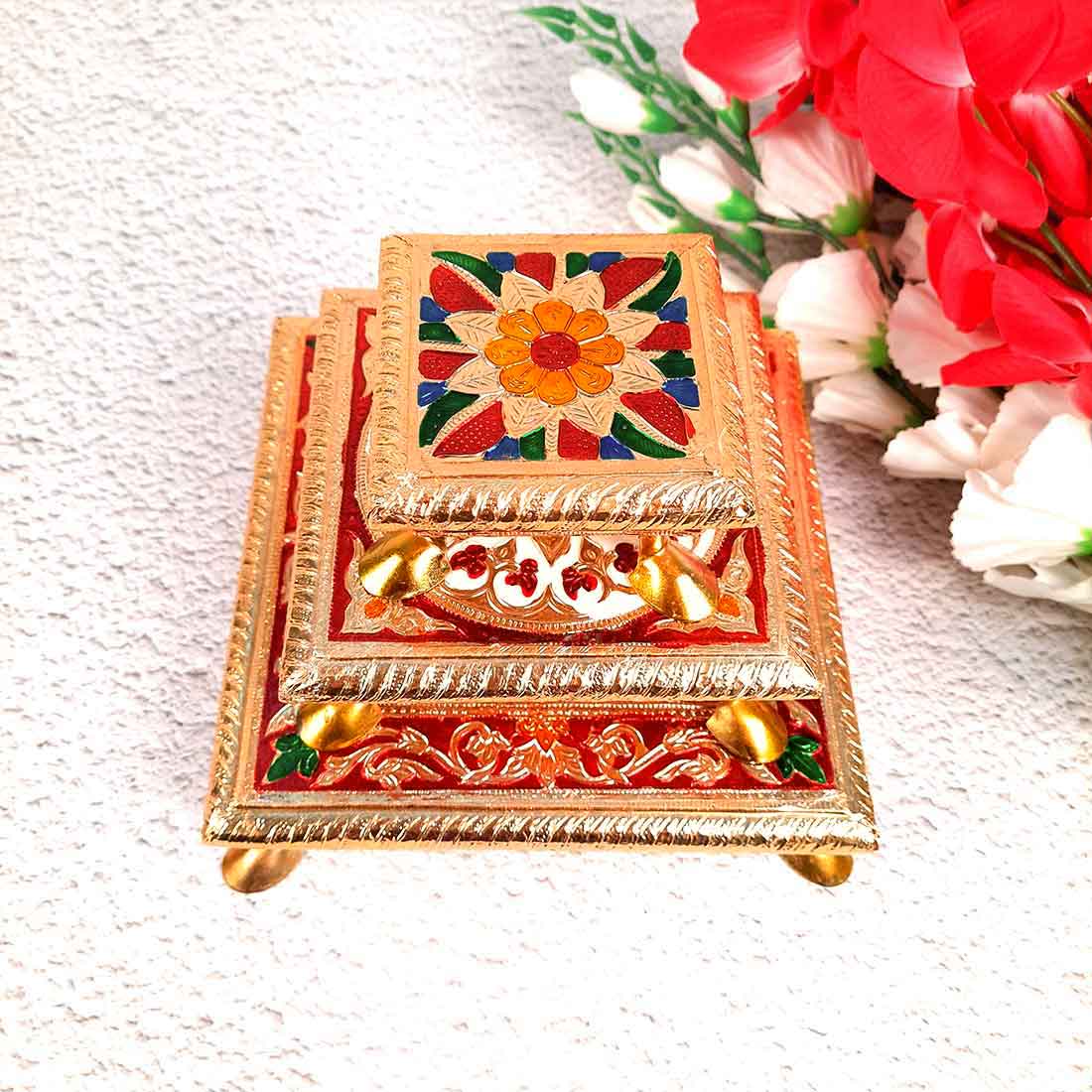 Puja Chowki - 4,6,8 Inch - Set of 3 For Pooja, Wedding & Festive Decor - ApkaMart #Style_Design 1